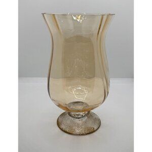 Amber Glass Vase With Flared Rim & Textured Base